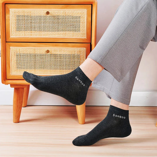 1/5/10 Pairs Men's Bamboo Fiber Ankle Socks High Quality Breathable Anti-Bacterial Casual Short Socks Size 38-45