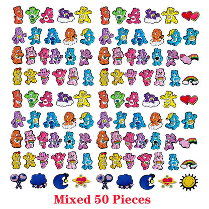 5-100PCS Rainbow Bear Shoes Charms DIY PVC Shoe Bag Wrist Strap Accessories For Wristband Pendant Decoration Kids Party Gifts