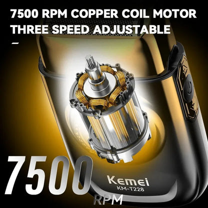Kemei Professional Reciprocating Shaver Turbo High Speed Electric Foil Razor USB TYPE-C Gifts Men Bald Head Close Shave Trimmer