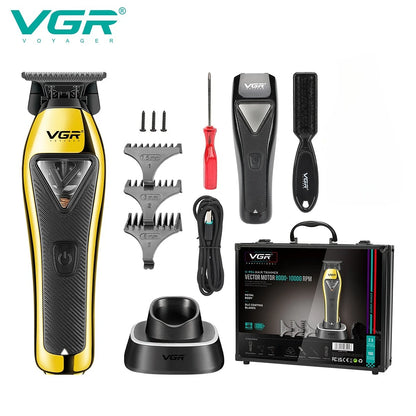 VGR Hair Trimmer Professional Hair Clippers Cordless Haircut Machine Vector Motor DLC Blade Metal Trimmer for Men V-015 V-994
