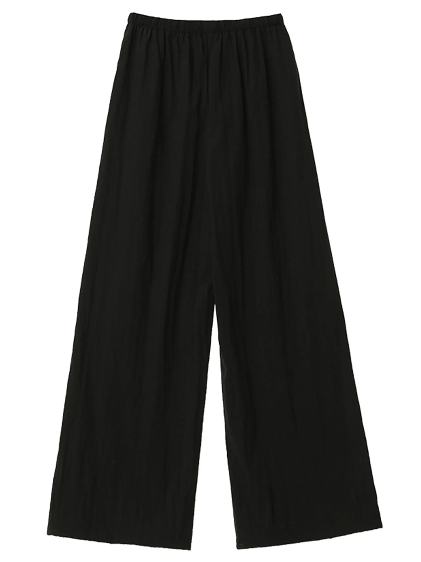 CHIC VEN New Women Pants Solid Loose Casual Wide Leg Pant  Elastic Waist Female Thin Trousers Pleated Spring Summer 2026