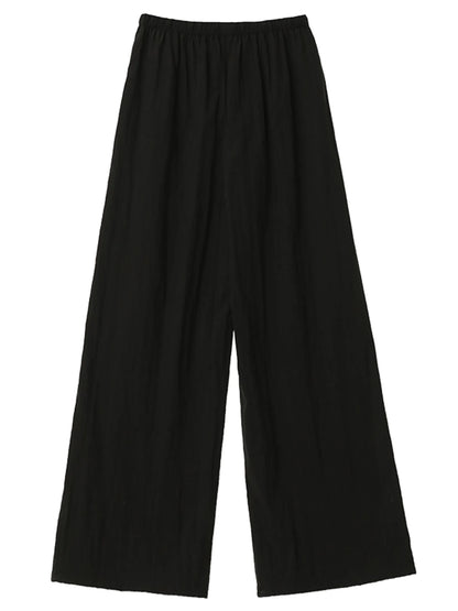 CHIC VEN New Women Pants Solid Loose Casual Wide Leg Pant  Elastic Waist Female Thin Trousers Pleated Spring Summer 2026
