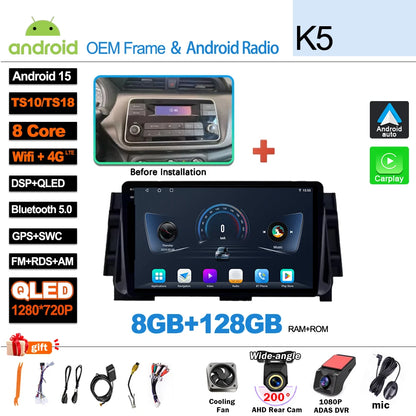 Android 16For NISSAN MICRA KICKS 2017 2018 2019 4G WIFI Car Radio Multimedia Video Player GPS Navigation No 2Din Touch Screen