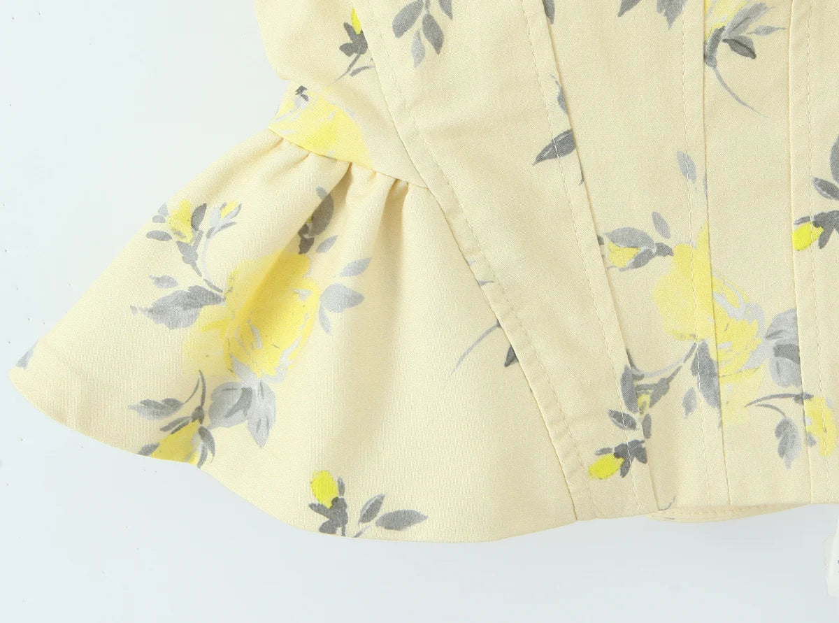 Chic Elegant Corset Top Backless Short Cami Tops New 2026 Summer Fashion Floral Printed Sexy Party Night Tops