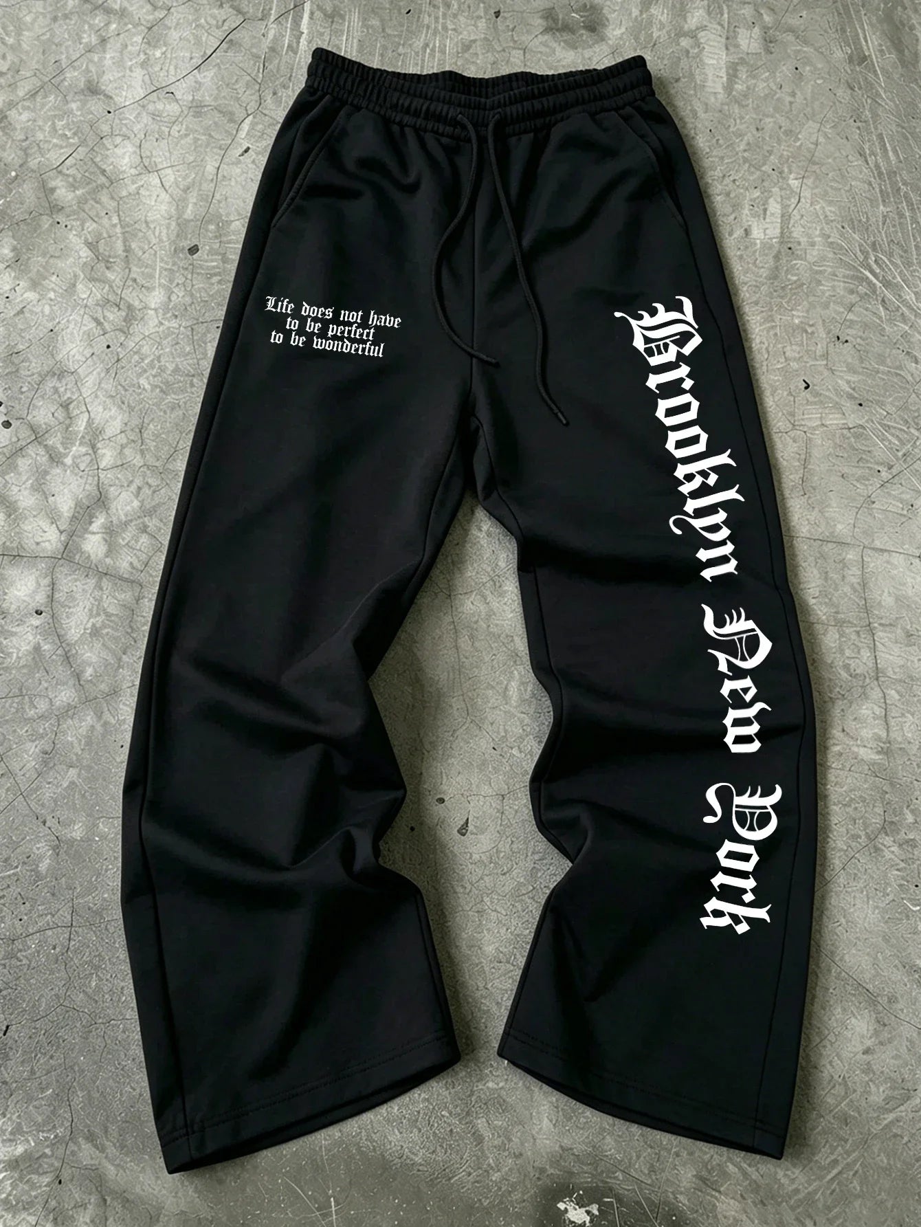 Fearless Spider Web Hand Print Gothic Wide Leg Sweatpants Men 100% Polyester Y2K Baggy Drawstring Streetwear Unisex Jogger Pants