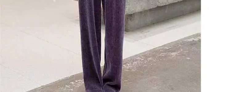 Fashionable Corduroy Set Women's Autumn Winter New Style Elegant Lady Fragrance Wind Coat Wide Leg Pants Two Piece Suit