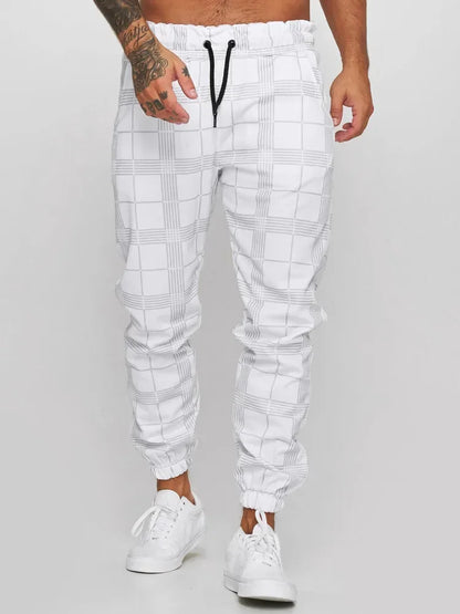 2026 Men's Fashionable Casual Fabric Plaid Design Street Sports Pants for Men's Fitness Gym Wear
