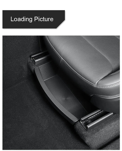 Under Seat Storage Box Organizer for Tesla Model Y Juniper 2025 2026 Underseat Storage Tray Bin Trash Can Car Travel Accessories