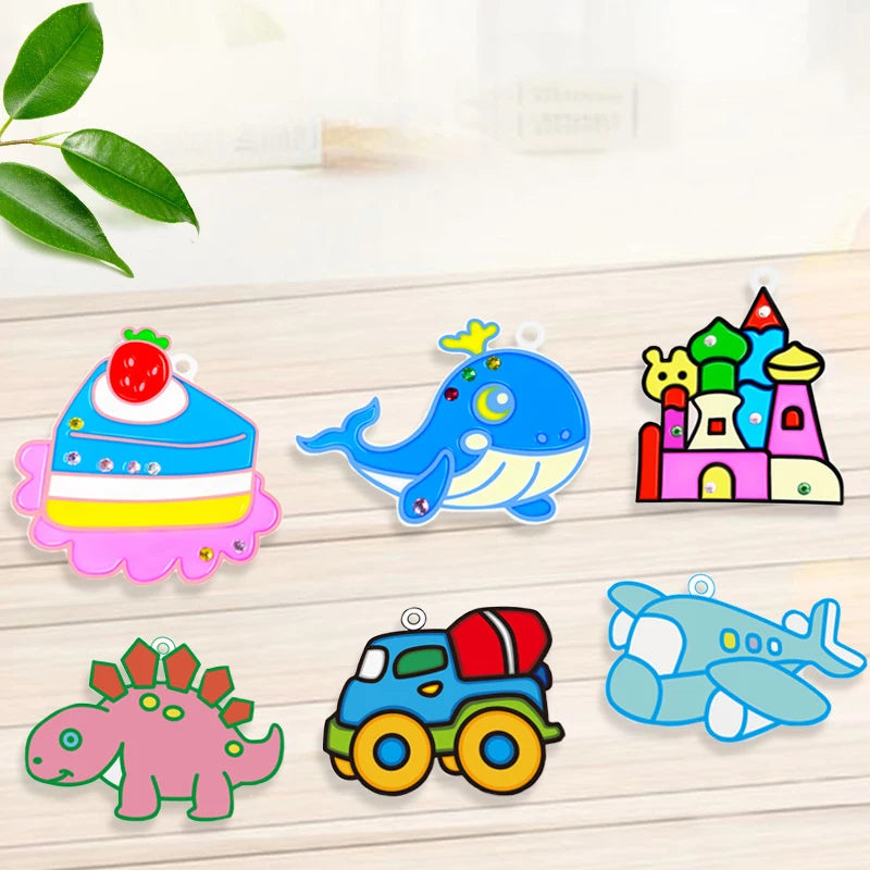 DIY Handmade Crystal Paint Arts and Craft Kit for Kids, Girls Graffiti Coloring Gift No-bake Educational Art Kits for Boys Girls