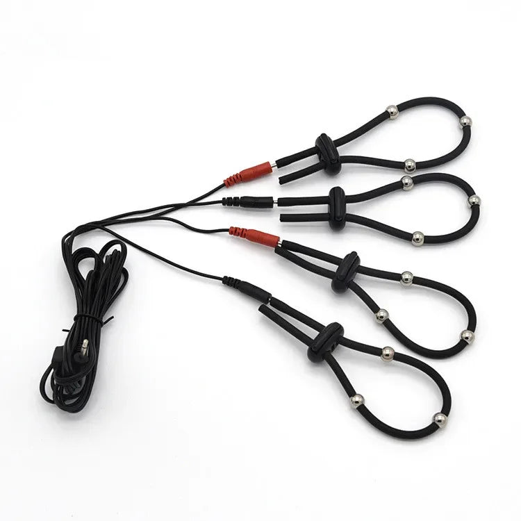 Electric Shock Bdsm Cock Sheath Ball Stretcher Host Cable E-stim Penis Ring Electro Sex Toy for Men Glans Testicle Loops Massage