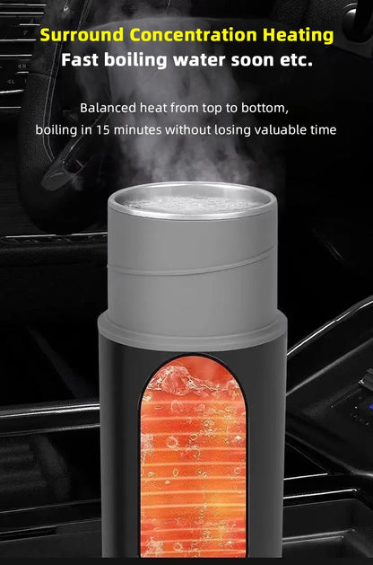 12V/24V Car Heating Cup 500ml Temperature Adjustable Coffee Tea Truck Cup with 304 Stainless Steel Dry Burn Protection & Cup Bag