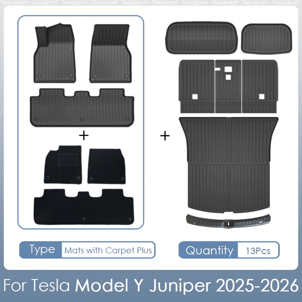 For Tesla Model Y Juniper 2026 Accessories TPE Floor Mats Cargo Liner Waterproof Trunk Mat for Tesla Model Y Juniper Accessories