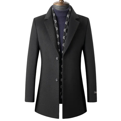 AYUNSUE Winter Coat for Men Medium Length Thick Warm Goose Down Inner Double-sided 70%Wool Trench Coat for Men's Jackets Abrigo