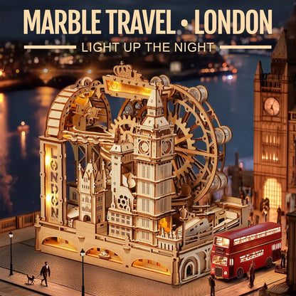 Rokr Marble Travel London Marble Run 3D Wooden Puzzle Interactive Gift for Kid Adult Challenging Craft for Handicraft Enthusiast