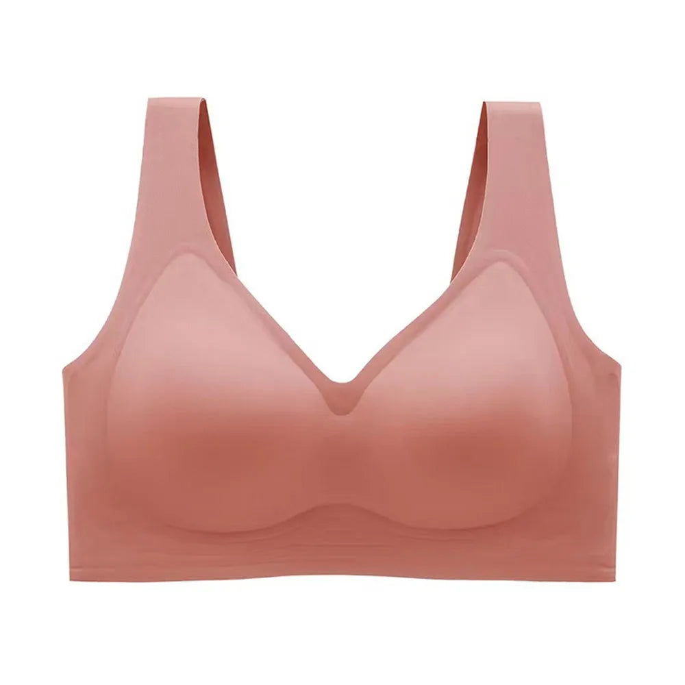 Large Size Thin Jelly Anti-Sagging Adjustable Large Breasts Appear Smaller Seamless Women's Rimless Bra Sexy Female Lingerie