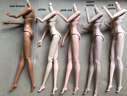 MENGF 12 Joints Movable Doll Body Pink Red White Beige Brown Coffee Green Color Doll Figures 28CM Super Model For FR IT Heads