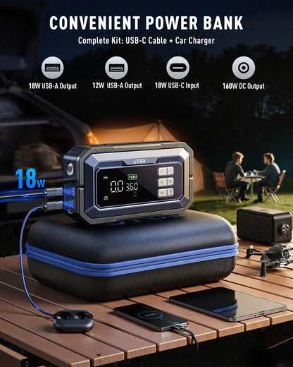 UTRAI All-in-One 7000A Car Jump Starter with Air Compressor &  OBD Diagnosis & Outdoor Camping Lights Emergency Boosters