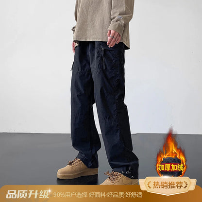 Men's Outdoor Soft  Ski Pants Fleece Lined Thickened Workwear Three-Proof Hiking Casual Trousers Winter Outdoor Gear