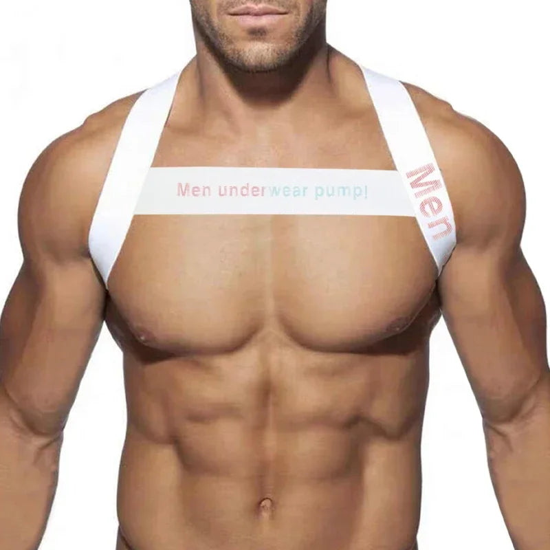 Men's Sexy Muscle Shoulder Straps Elastic Band Harness Chest Bodybuilding Straps Fashion Elastic Fun Decorative Shoulder Strap