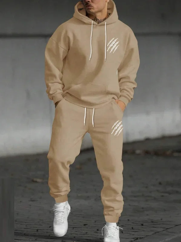 Men's and women's printed hooded sweatshirts and pants animal paw printed sportswear running autumn and winter casual fashion