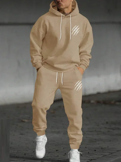 Men's and women's printed hooded sweatshirts and pants animal paw printed sportswear running autumn and winter casual fashion