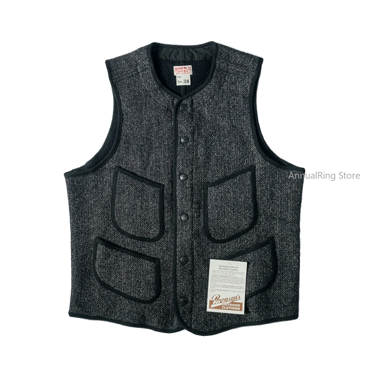 Rugged Bronson 1930s Salt and Pepper Early Vest Heritage Style Sleeveless Jacket BBJ-001