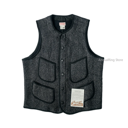 Rugged Bronson 1930s Salt and Pepper Early Vest Heritage Style Sleeveless Jacket BBJ-001