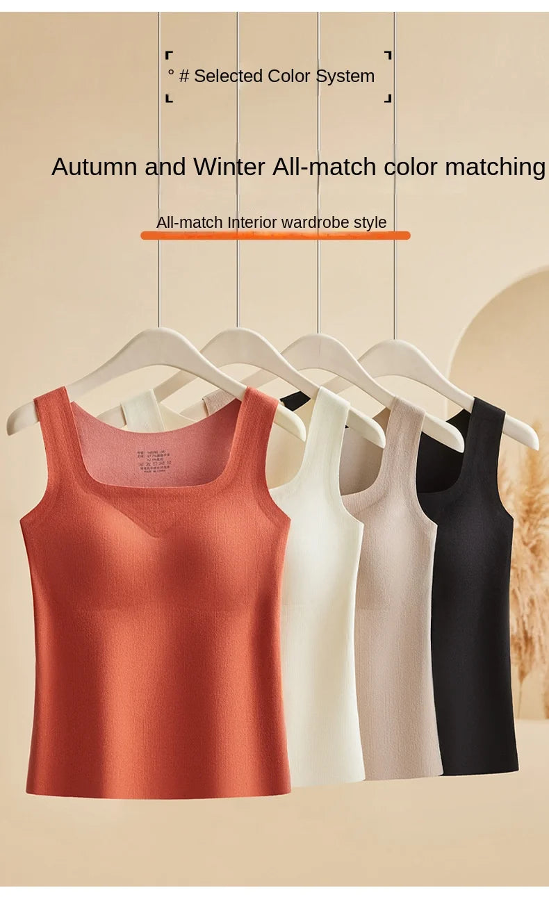 M-2XL For 40-75kg German Velvet Thermal Tank Top Women With Chest Pad Autumn and Winter Thickened Seamless Underwear