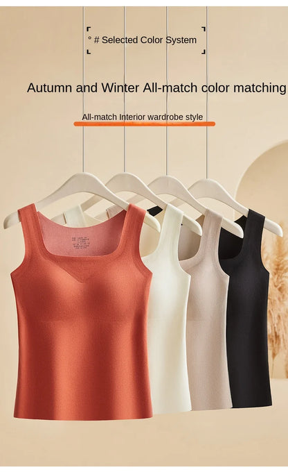 M-2XL For 40-75kg German Velvet Thermal Tank Top Women With Chest Pad Autumn and Winter Thickened Seamless Underwear
