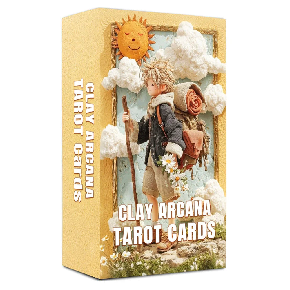 78 Tarot Cards Set, 13x8 Cm The Clay Arcana Tarot Card Game, From Mud to Soul, Handmade Secret Journey, Beginner Paper Manual