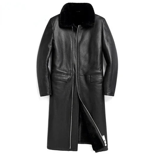 AYUSNUE Long Fur Natural Sheep Fur Coat Men Leather Jackets Real Fur Coats Winter Genuine Sheepskin Jacket Jaqueta Masculina SGG