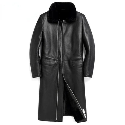 AYUSNUE Long Fur Natural Sheep Fur Coat Men Leather Jackets Real Fur Coats Winter Genuine Sheepskin Jacket Jaqueta Masculina SGG