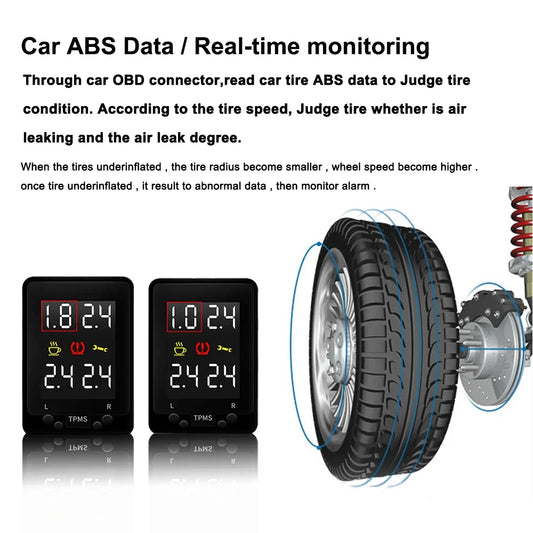 Car OBD TPMS Tire Pressure Monitoring System Digital LCD Display Security Alarm For Toyota RAV4 2008-2012 Corolla Auris Sienna