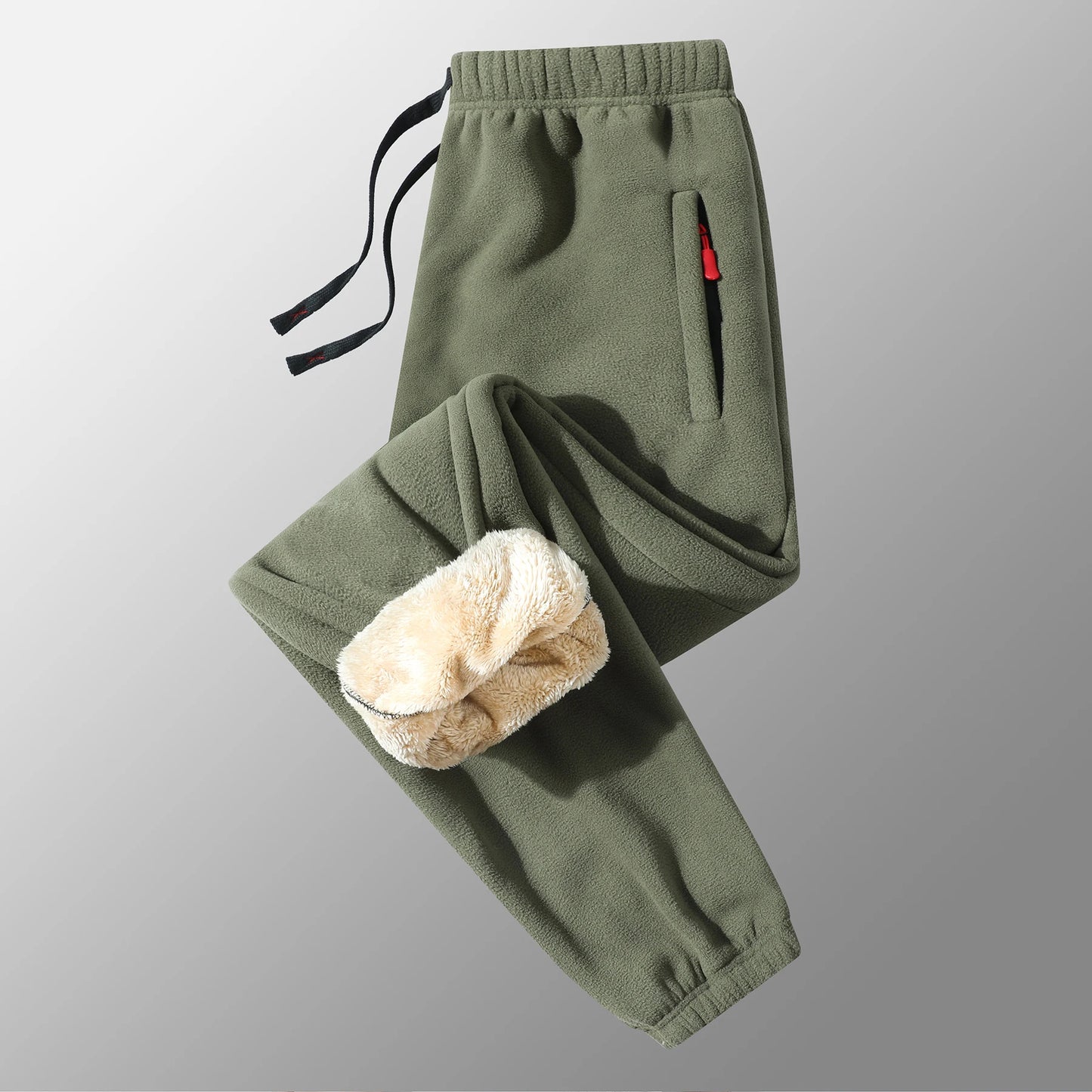 M-8XL  Plus Size Men's Winter Warm Pants with 2 Zip Pockets Thickened Fleece Jogger Pants Snow Cold Thermal Sweatpants