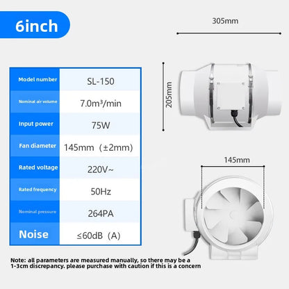 Duct Round 3/4/5/6/8Inch Exhaust Ventilation Fan Kitchen Household Extractor Fan Bathroom Exhaust Fans