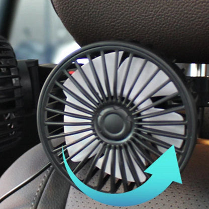 Dual Head USB Car Fan 360° Rotatable Portable Electric Air Conditioner Seat Fan 3 Speed for Home Office Driving