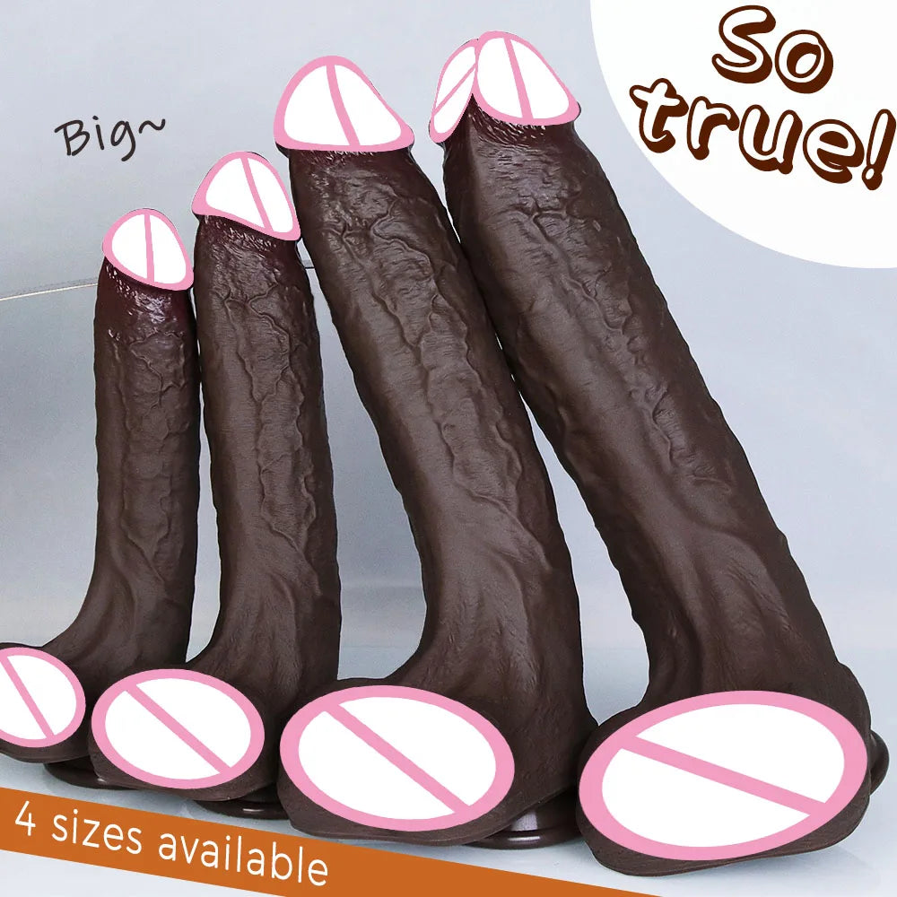 Realistic Soft Big Black Dildo Double Silicone Suction Cup Penis Female Vaginal Masturbation Cock Woman Man Anal Adult Sex Toy