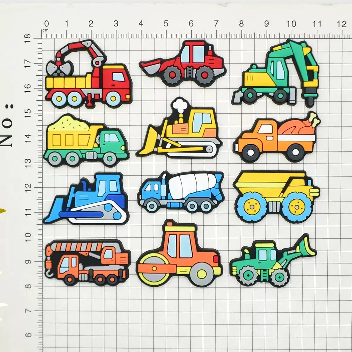 14-100Pcs Mix Engineering Vehicle Shoes Charms Decorations Digger PVC Garden Sandals Button Fit Kids Favorite Birthday Gifts