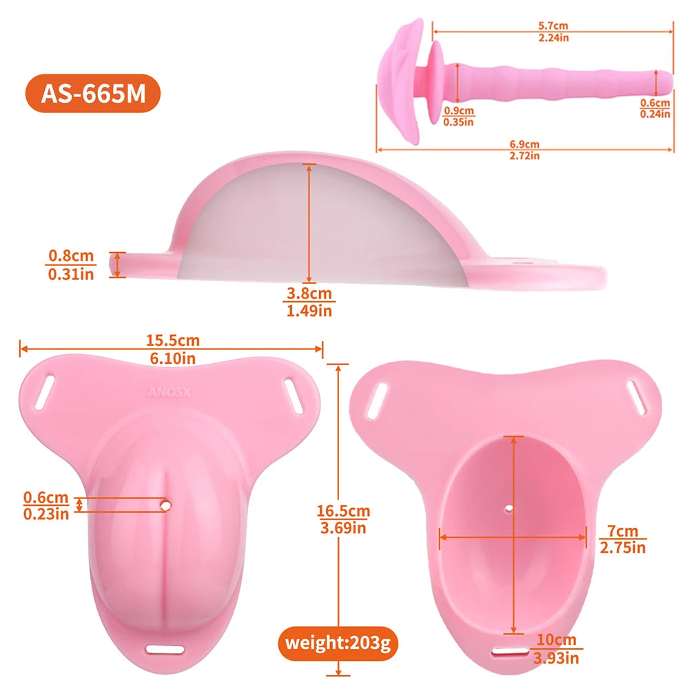 ANOSX Male Chastity Cage Soft Silicone Penis Cages With Chastity Belt Labia Urethral Plug Imitation Clitoris Cock Lock BDSM