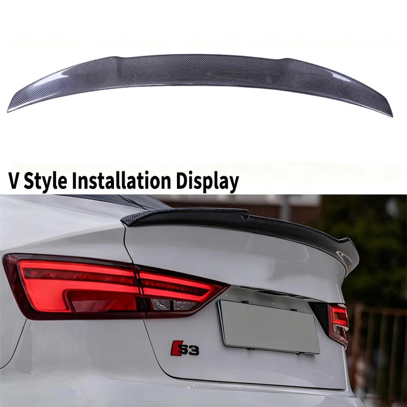 For Audi A3 S3 RS3 8V 2013-2020 Rear Trunk Wing Carbon Fiber M4/PSM/R/V/HK Style Spoiler Tail Fin Guard Board Kits Accessories
