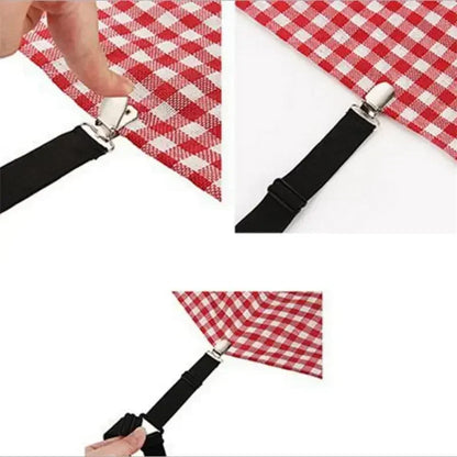 4Pcs Bed sheet strap, adjustable elastic fastener, with metal clip, fixed and fixed bed frame, easy-to-install strap mattress