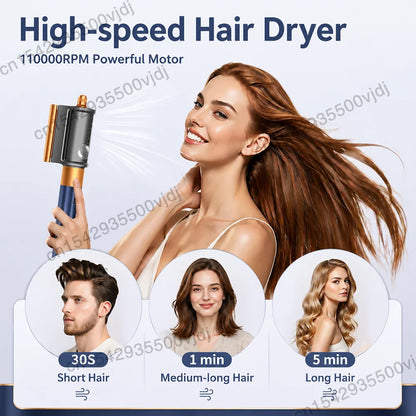 7-in-1 Hair Dryer, 110,000 RPM High-Speed Hair Care Ionic Hair Dryer, Quick Drying, Multi-Function Curling Iron Set