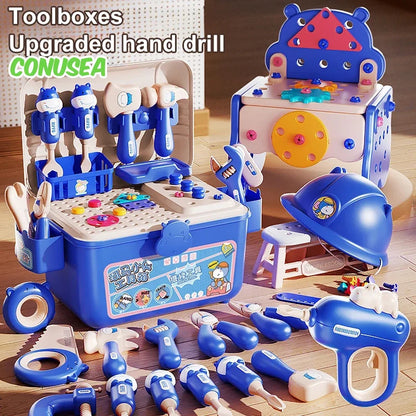 Children's Toolbox Puzzle Assembly Toys Simulation Electric Drill Screw Removal Multi-Functional Education Toys for Boys Girls