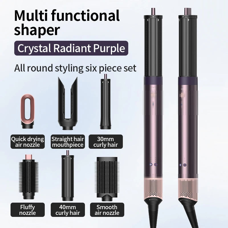 Professional 6 in 1 Cold Hot Air Styling Brush Hair Dryer Curling Iron Straightener Flat Iron 1700W Fast Dry Voluminous Waves