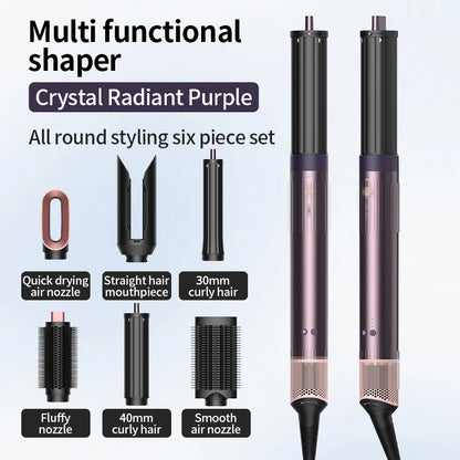 Professional 6 in 1 Cold Hot Air Styling Brush Hair Dryer Curling Iron Straightener Flat Iron 1700W Fast Dry Voluminous Waves