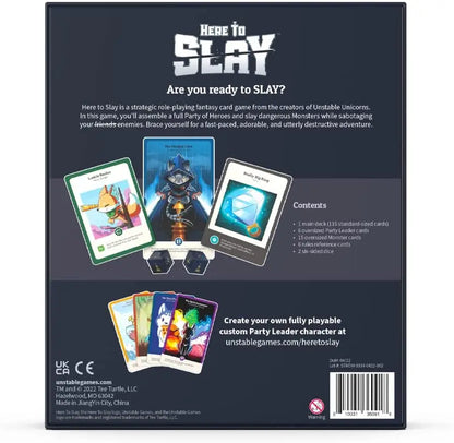 Unstable Games Here to Slay Card Game Unicorns Here to Sleigh Holiday Expansion Pack Family Game Night Strategic role Card Game