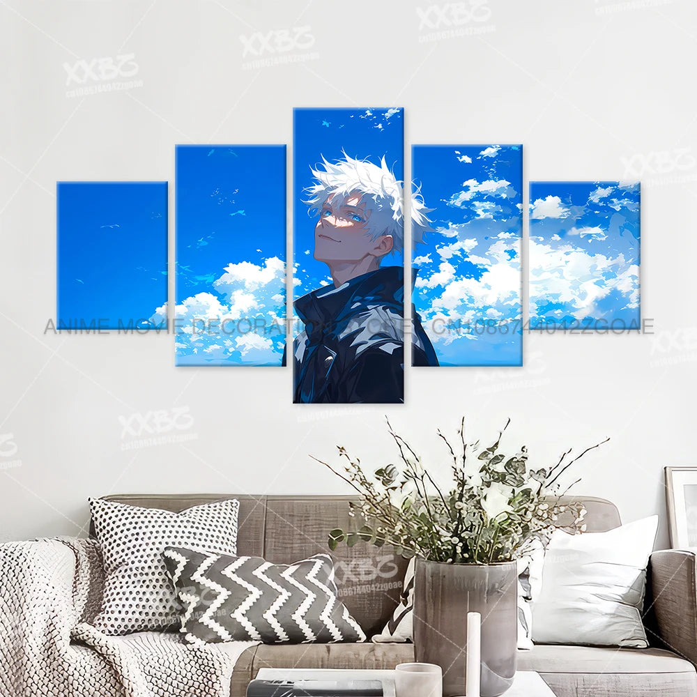 Anime Jujutsu Kaisen Character 5PCS Home Decor Canvas Paintings Pictures Wall Art Printed Poster No Frame Artwork Living Room