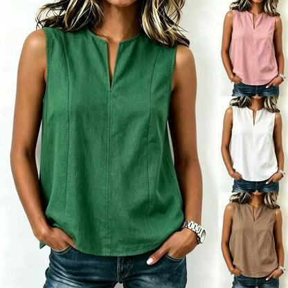 Solid Casual Loose Sleeveless Blouses For Women Fashion Summer Women's Oversized Shirts And Blouses Elegant Youth Female Tops