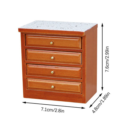 Dollhouse Miniature Retro Wood Cabinet Cupboard Sink Cabinet Locker with Drawer for Dollhouse Kitchen Living Room Furniture Toys