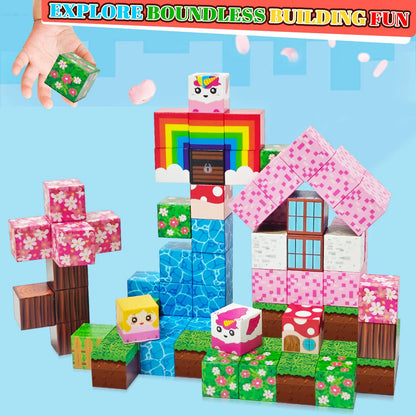 Magnetic Building Blocks,  Rainbow Unicorn Magnetic Cubes, Education Toys for Girls and Boys, Ideal Christmas Birthday Gifts